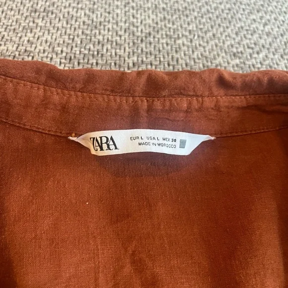 Zara Rust Button-Down Shirt - Picture 2 of 3